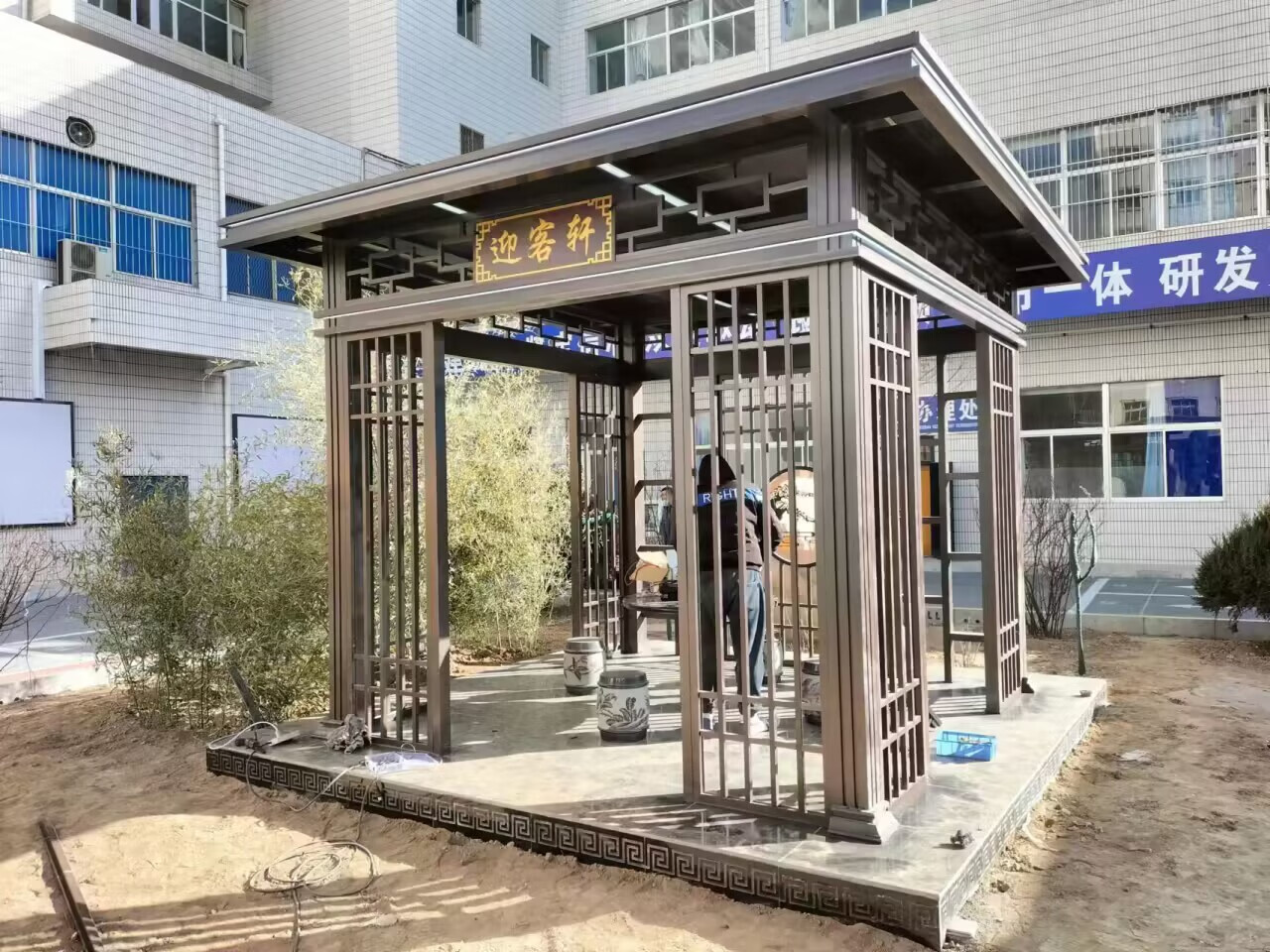  2025年12月份定制的小区新中式铝合金凉亭案例分享   