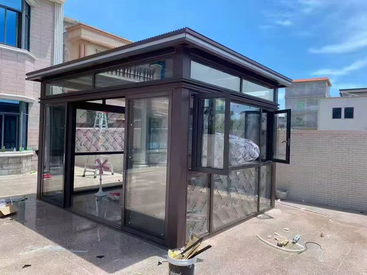 海南陵水县庭院新中式铝合金茶室