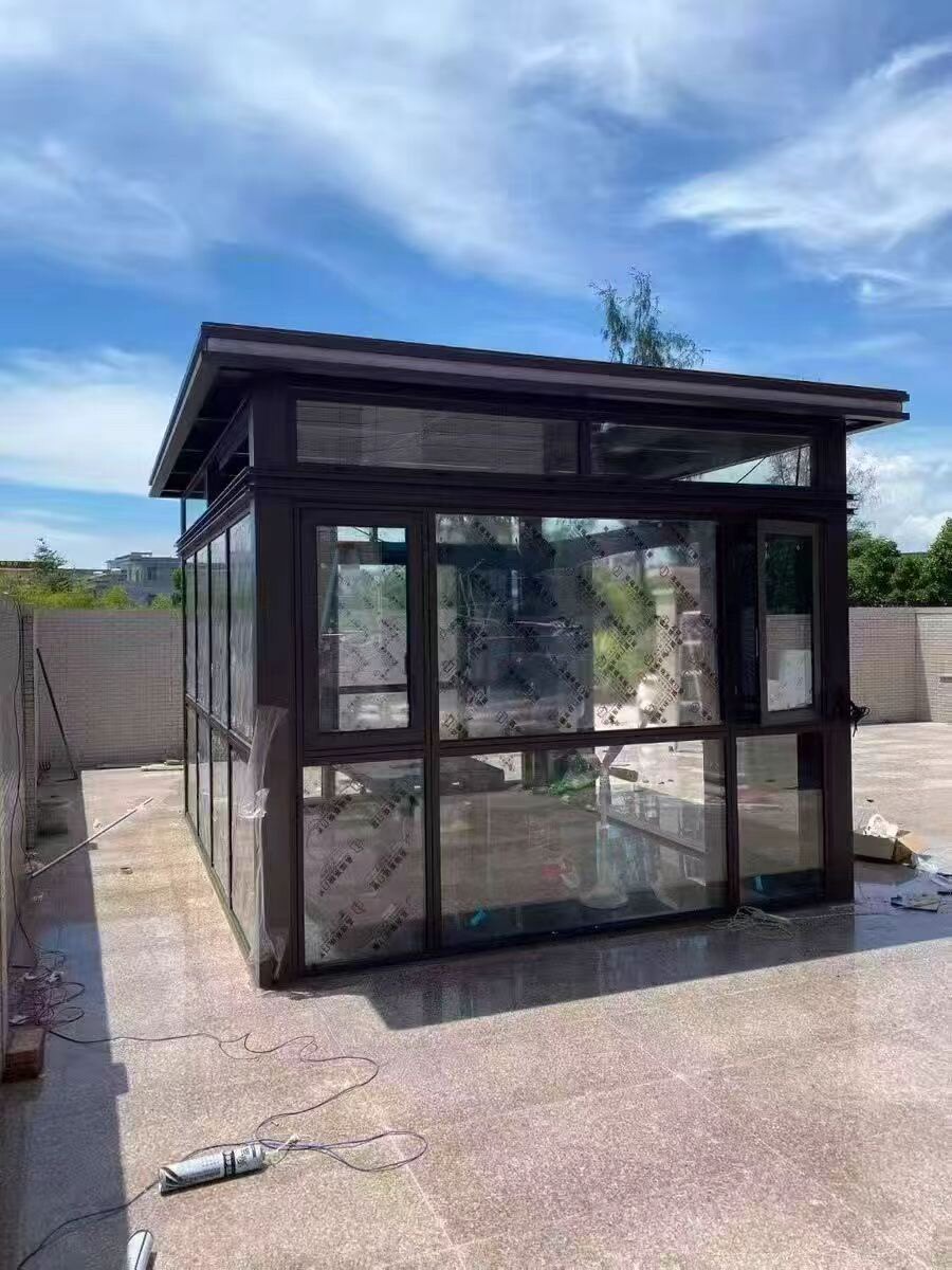 海南陵水县庭院新中式铝合金茶室